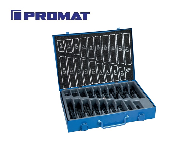 Promat Spiraalboormagazijn DIN 338 type N 1-10 mm oplopend met 0,5 mm HSS 170 st