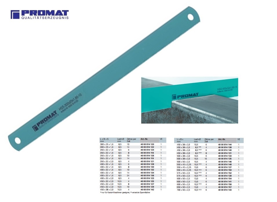 Machinezaagblad HSS VP7 L.450xB.40xS.2mm 3/4Z | DKMTools - DKM Tools