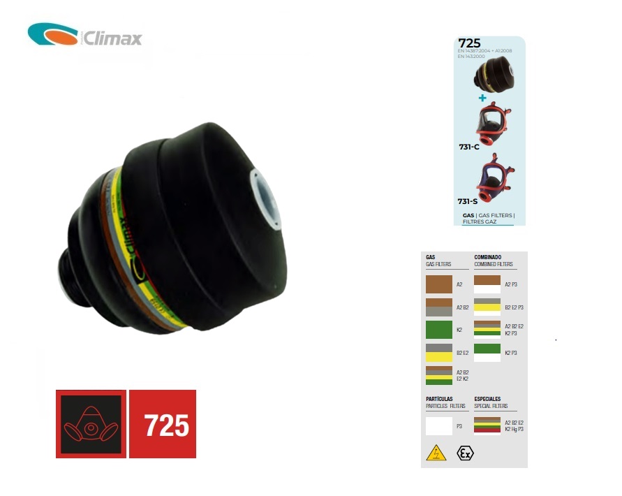 Filter 725 A2-B2-E2-K2-P3 - DKMTools - Gelaatsmaskers - ISSA: