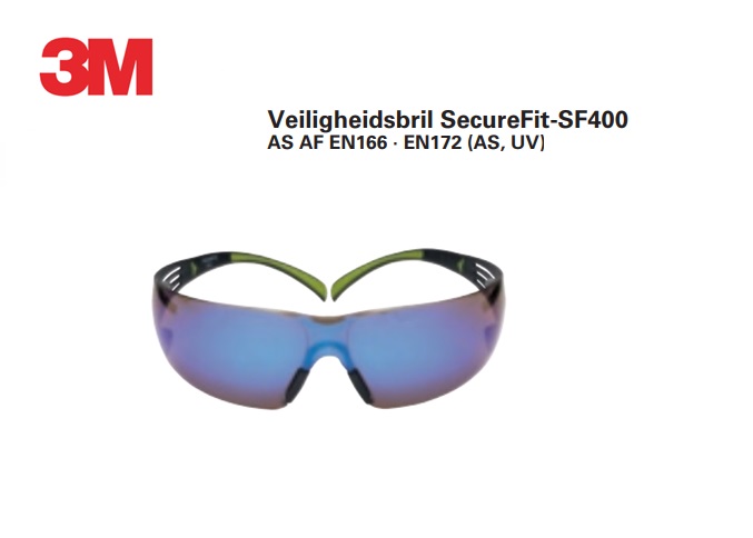 Veiligheidsbril SecureFit-SF400 EN 166 - EN172 blauw spiegelend