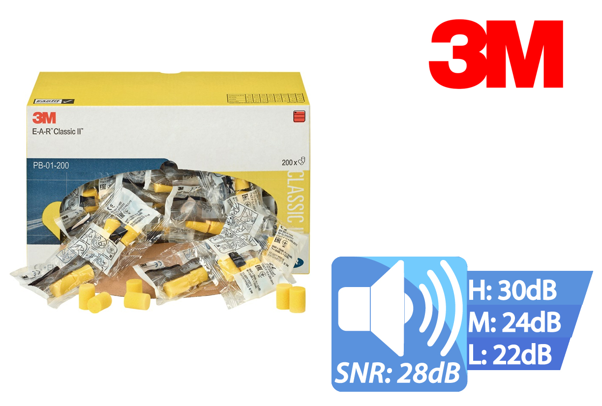 Oordoppen EAR CLASSIC zachte EN 352-2 (SNR) = 28 dB per dispenser 200