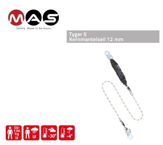 Schokdemper Tyger 5 12 mm - 1,5 m karabijnhaak MAS 53 | DKMTools - DKM Tools