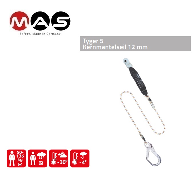 Schokdemper Tyger 5 12 mm - 1,5 m karabijnhaak MAS 53 | DKMTools - DKM Tools