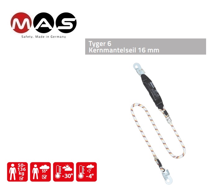 Schokdemper Tyger 6 16 mm - 1,5 m karabijnhaak MAS 51+MAS 50 | DKMTools - DKM Tools