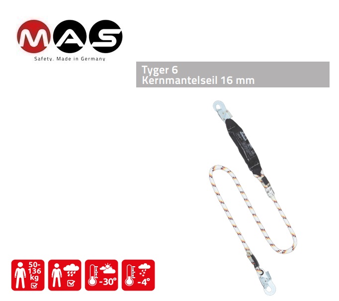 Schokdemper Tyger 6 16 mm - 2 m karabijnhaak MAS 51+MAS 50 | DKMTools - DKM Tools