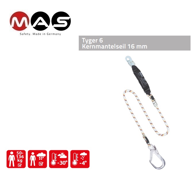 Schokdemper Tyger 6 16 mm - 1,5 m karabijnhaak MAS 51 | DKMTools - DKM Tools