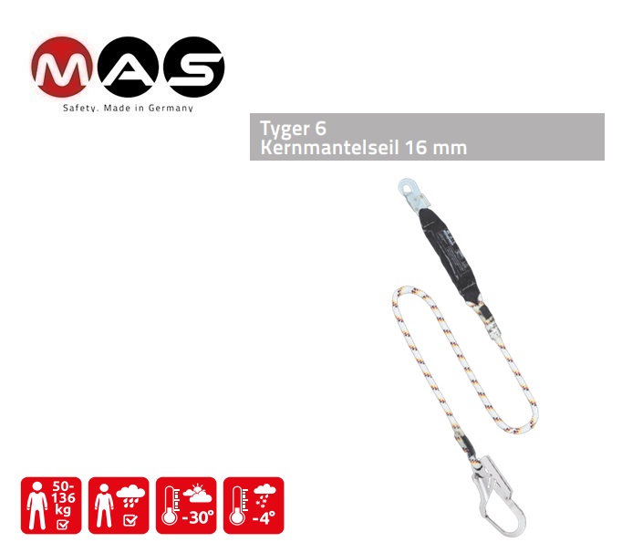 Schokdemper Tyger 6 16 mm - 1,5 m karabijnhaak MAS 53 | DKMTools - DKM Tools