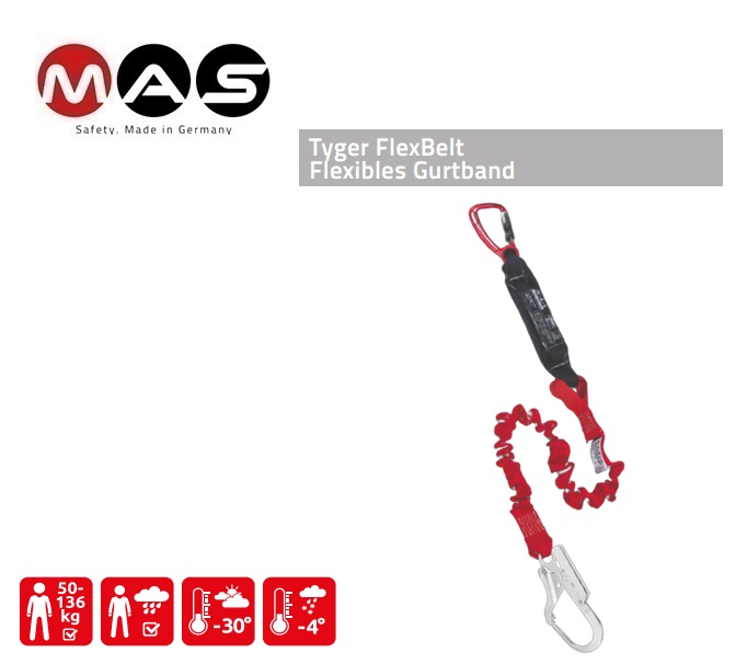 Schokdemper Tyger FlexBelt 50 mm - 2,0 m karabijnhaak MAS 51 | DKMTools - DKM Tools