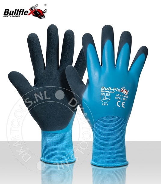 Bullflex Waterdichte volledige latex gecoate handschoenen mt 8