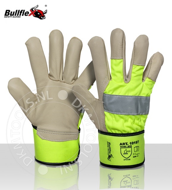 Bullflex Gevoerde handschoenen met fluor geel mt 11