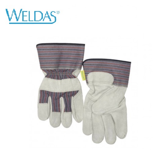 Werkhandschoen voor algemeen gebruik, elastiek op de rugzijde, gemaakt van split rundleer, gevoerde