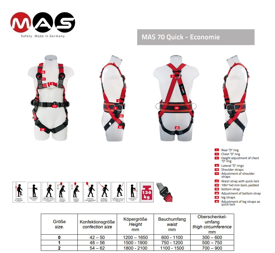 Veiligheidsharnas MAS 30  EN 361 maat 48-56 | DKMTools - DKM Tools