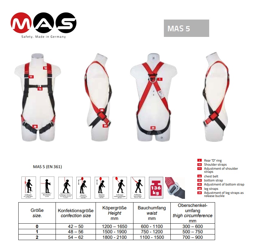 Veiligheidsharnas MAS 70 Quick - Economie EN 361 + 358 maat 42-50 | DKMTools - DKM Tools