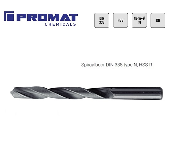 Spiraalboor rolgewalst DIN338 1,0 mm type N, HSS-R