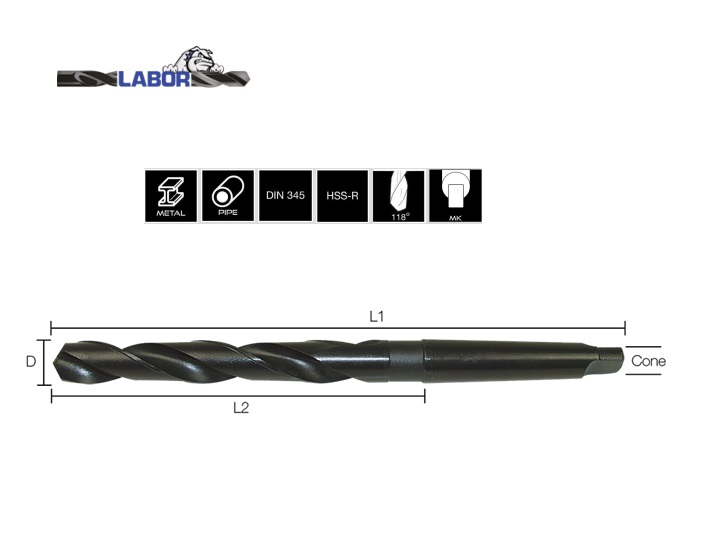 Spiraalboor DIN 345 HSS-R Rolgewalst MK1 10.5mm | DKMTools - DKM Tools