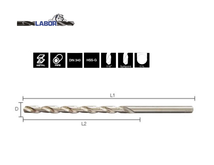 Spiraalboor lang DIN1869 HSS-G Geslepen 10.5x185/265mm | DKMTools - DKM Tools