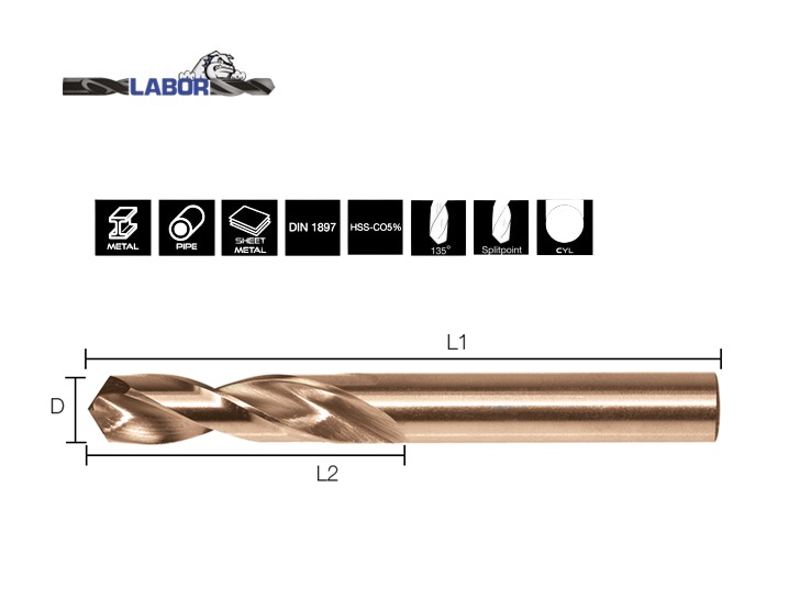 Plaatboor DIN1897 HSS-Co Cobalt 5% 2.0mm