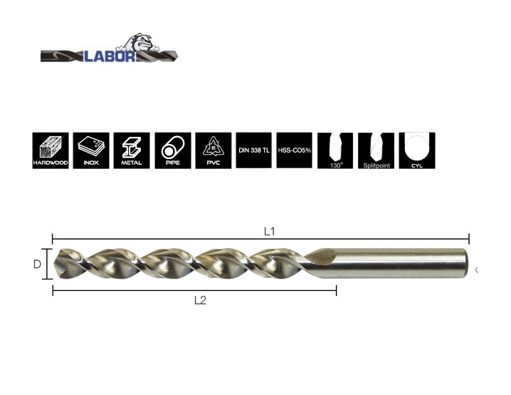 Spiraalboor DIN338 HSS-Co Cobalt 5% TL-spiraal 3.0mm