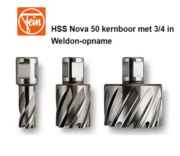 Fein Nova Kernboor Ø12 met 3/4 met 3/4 in Weldon-opname freesdiepte 50 mm