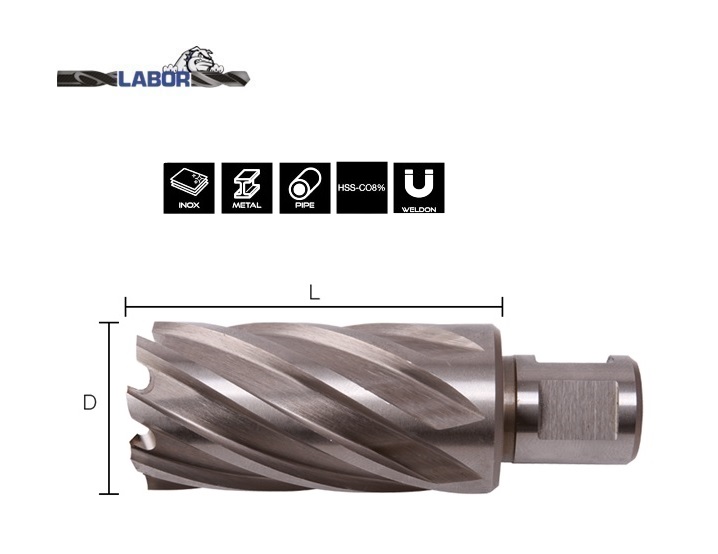 Kernboor HSS-Co8% M42 tbv magneetboormachine Weldon 12.0x30mm