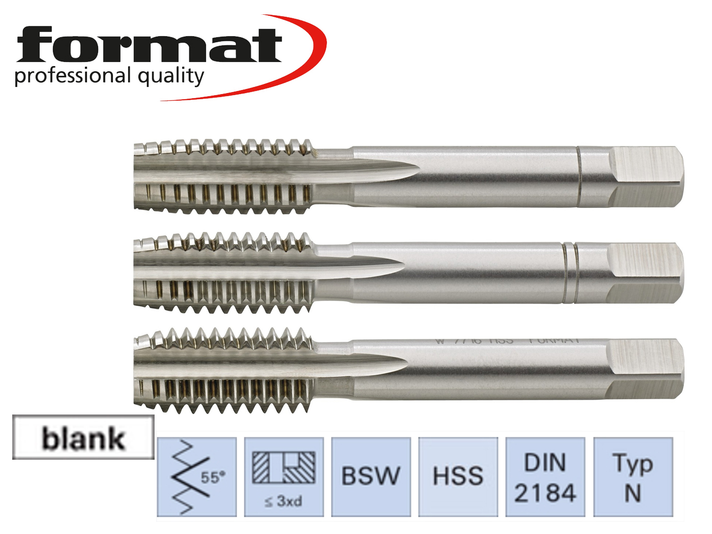 Handtappenset BSW 1/16x60 DIN 352 HSS