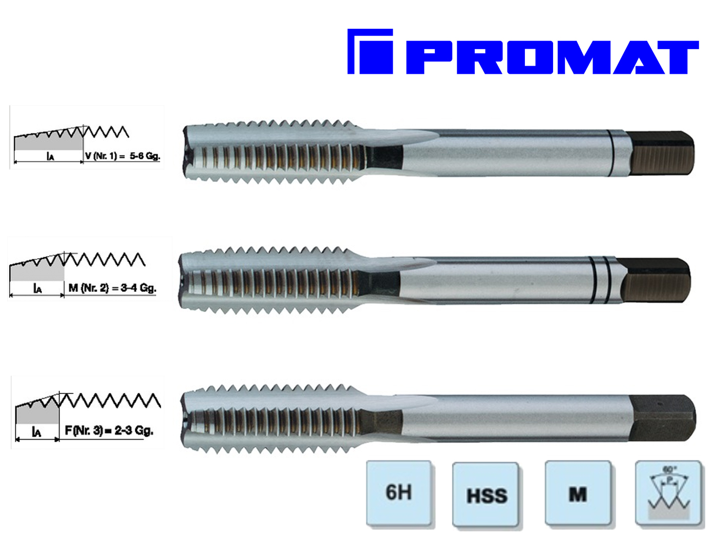 Handtappenset DIN352 M2 x 0,4mm HSS