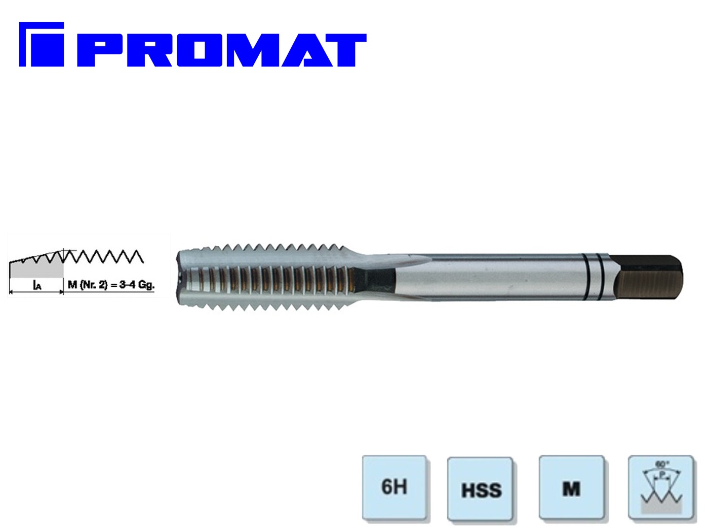 Handtap DIN352 Nr.2 M2 HSS PROMAT