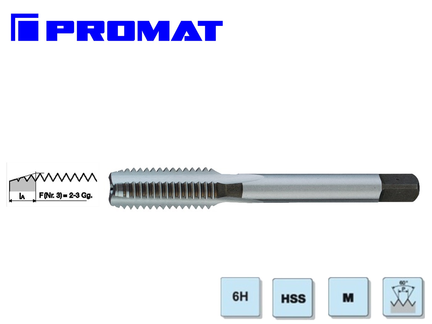 Handtap DIN352 Nr.3 M2 HSS PROMAT