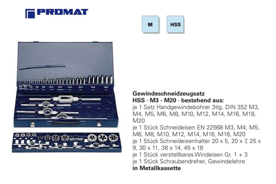 Schroefdraadtapset M3-M20 54 delige HSS