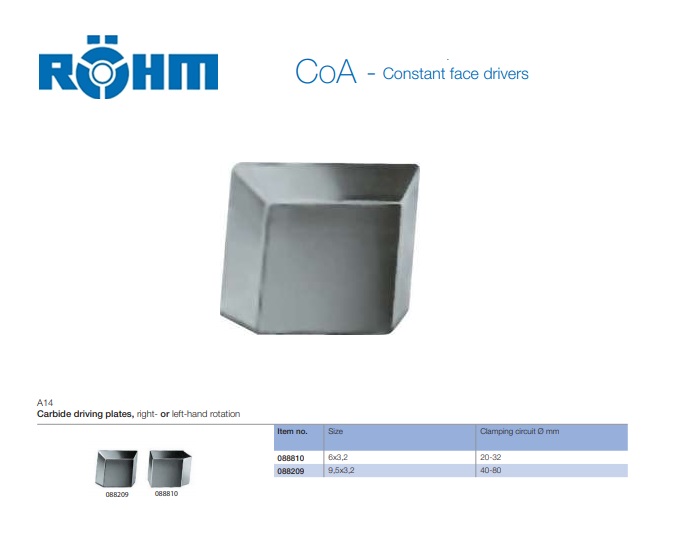 Hardmetalen meeneemplaat Gr.9,5x3,2mm Links en Rechts Klemcirkel-D.40-80mm | DKMTools - DKM Tools