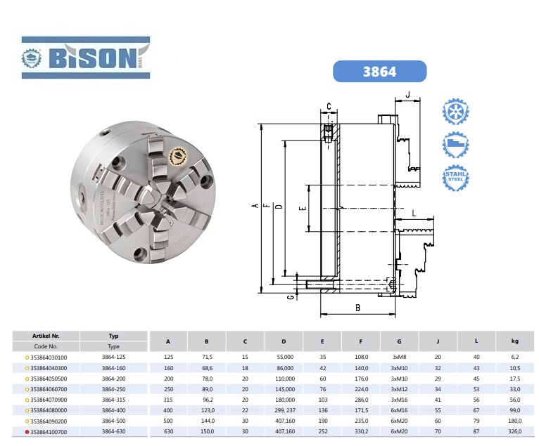 Bison 6 klauwplaat met fijnafstelling 3865-160 | DKMTools - DKM Tools