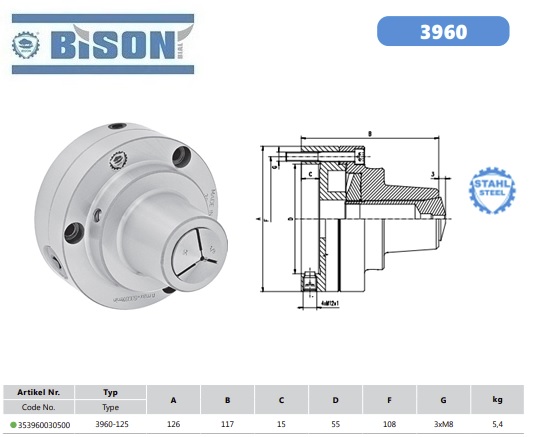 Bison Spantang 3960-125-5C