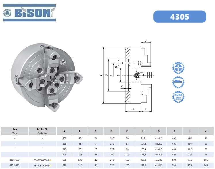 Bison 4 klauwplaat onafhankelijk 4305-500