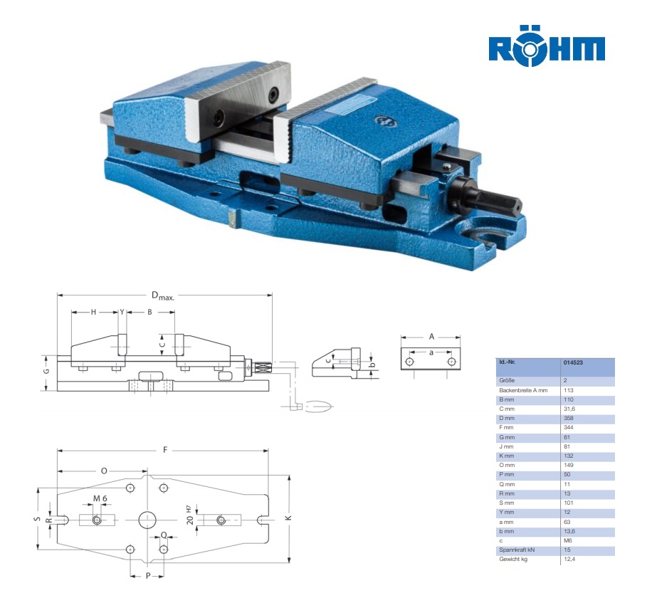 Rohm Machineklem centrisch Gr.2 113 x 110mm