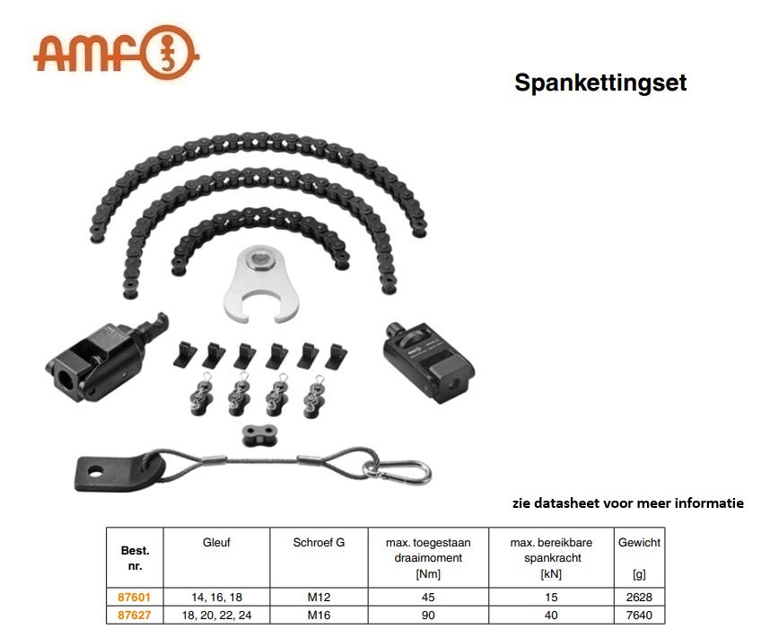 Spankettingset gleuf 14 - 16 - 18