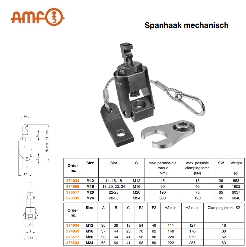 Spanhaak mechanisch M12 AMF 374934