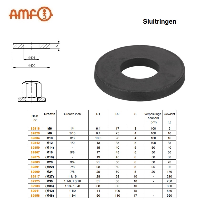 Sluitring DIN 6340 M6 AMF 82818