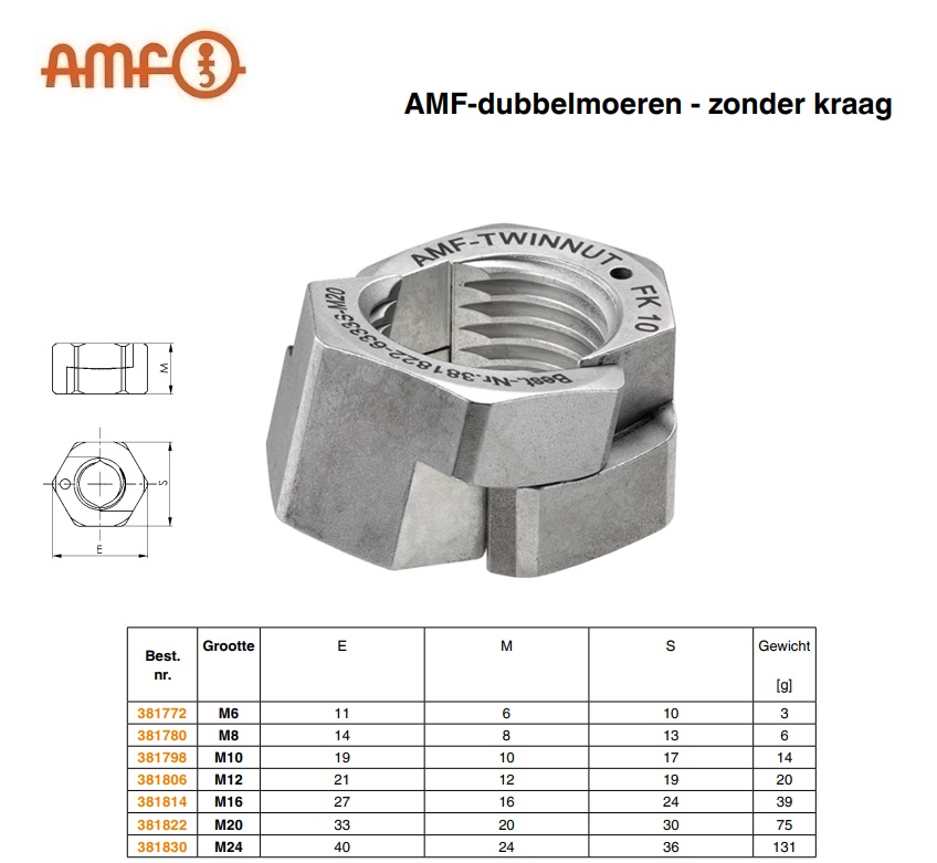 Dubbelmoer zonder kraag M6 AMF 381772