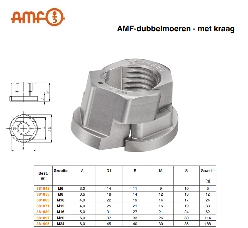 Dubbelmoer met kraag M6 AMF 381848