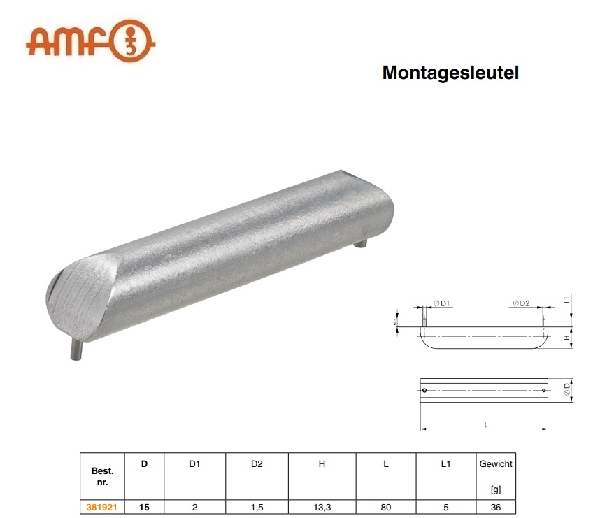 Montagesleutel voor dubbelmoeren AMF 381921