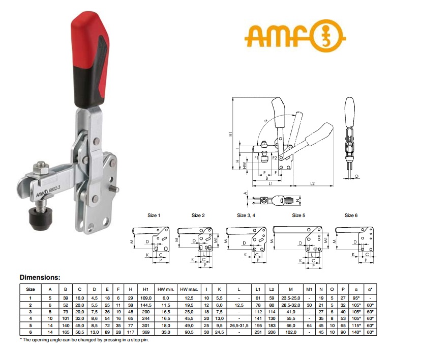 AMF Verticale spanklem met verticale voet Gr.1 Nr 6802