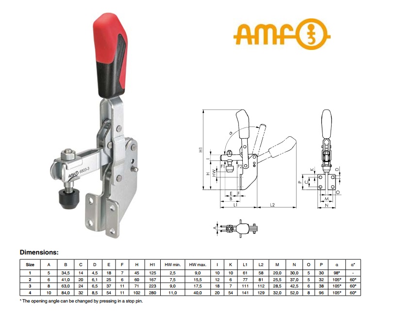 AMF Vertikale spanner met haakse voet Gr.1 Nr 6803