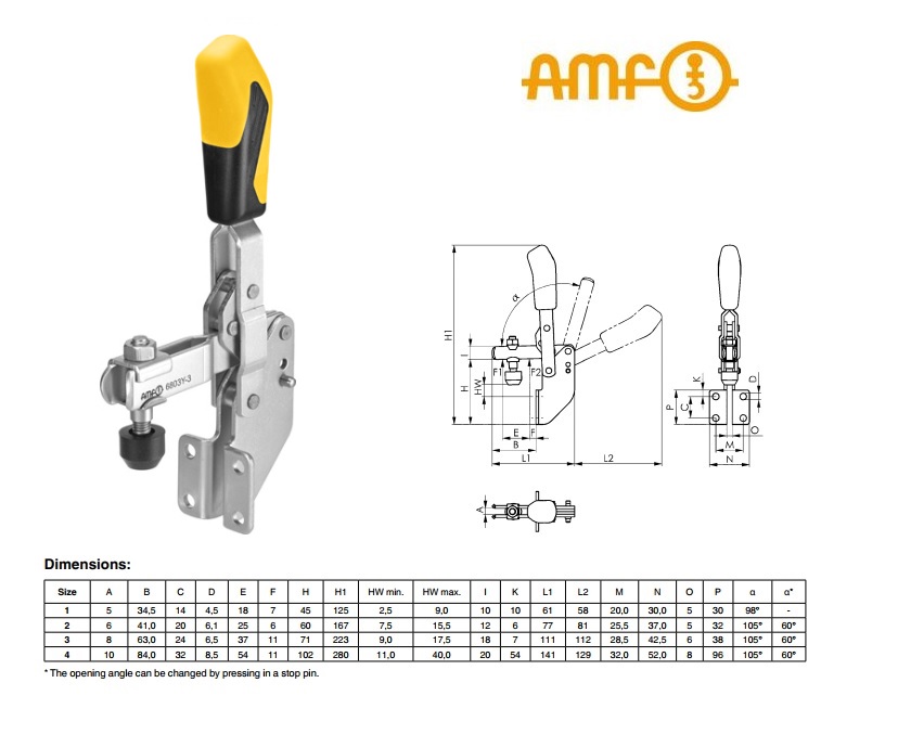Vertikale spanner met haakse voet Gr.1 Nr 6803Y