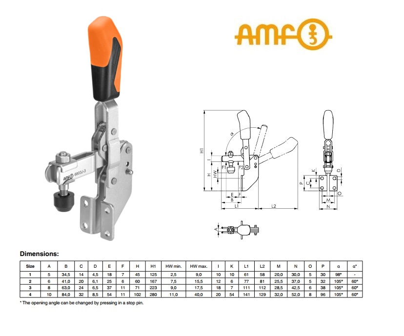 Vertikale spanner met haakse voet Gr.1 Nr 6803J