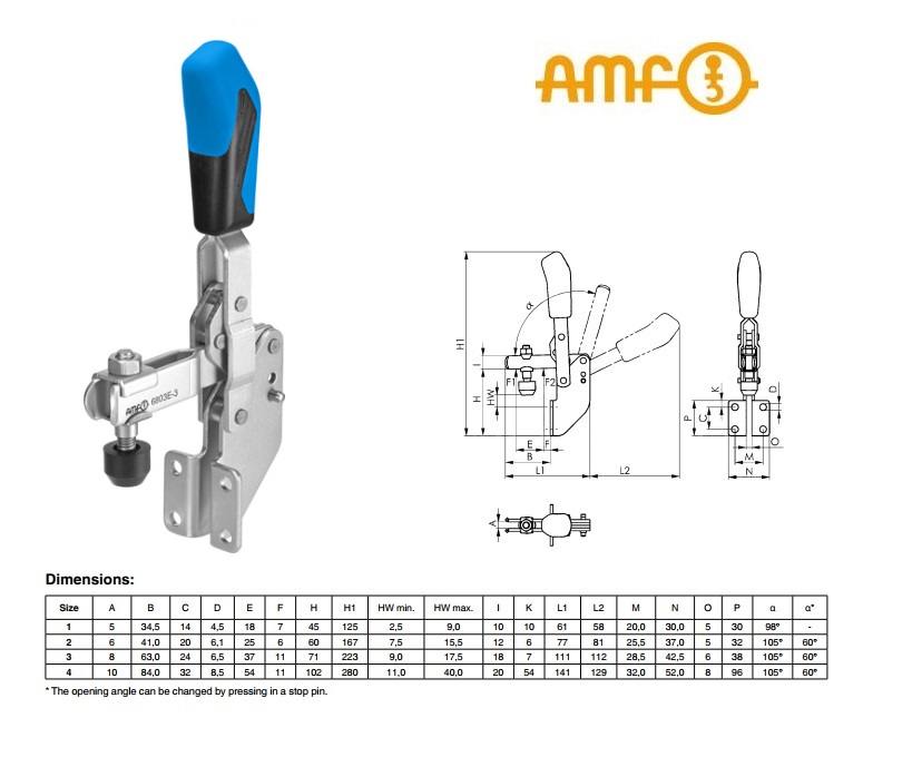 Vertikale spanner met haakse voet Gr.1 Nr 6803E