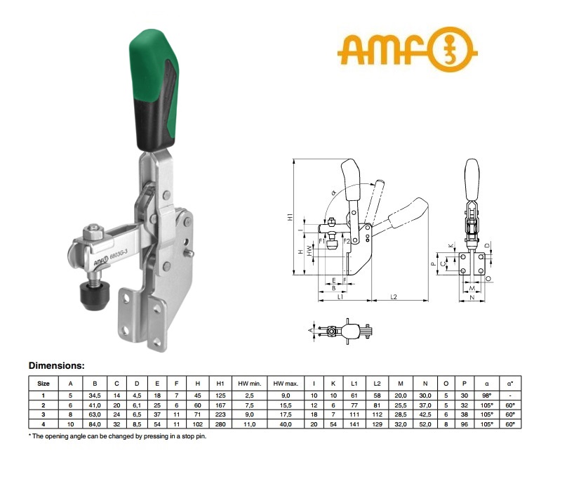 Vertikale spanner met haakse voet Gr.1 Nr 6803G