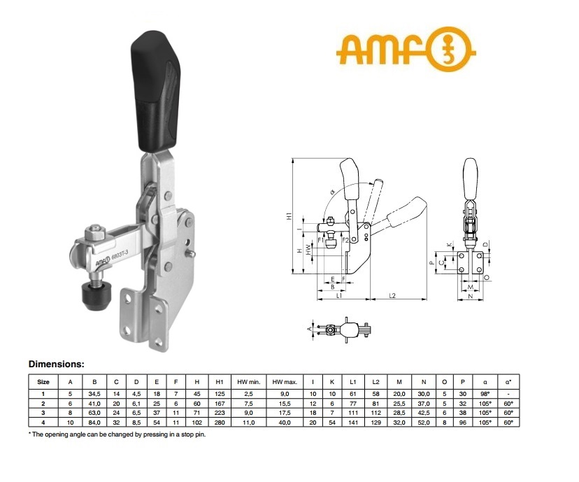 Vertikale spanner met haakse voet Gr.1 Nr 6803T