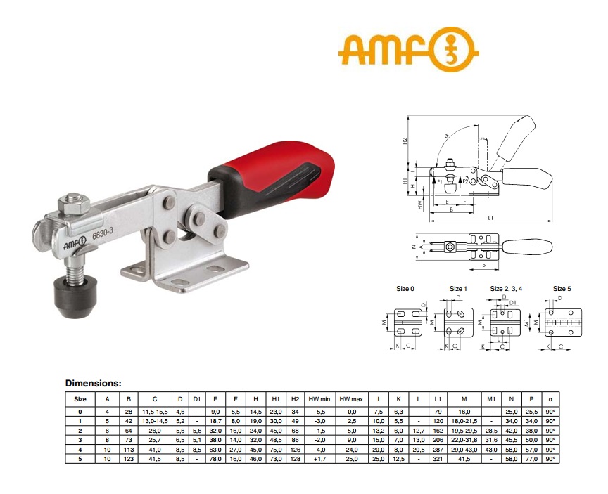 AMF Horizontale spanklem met verticale voet Gr.3 Nr 6832 | DKMTools - DKM Tools