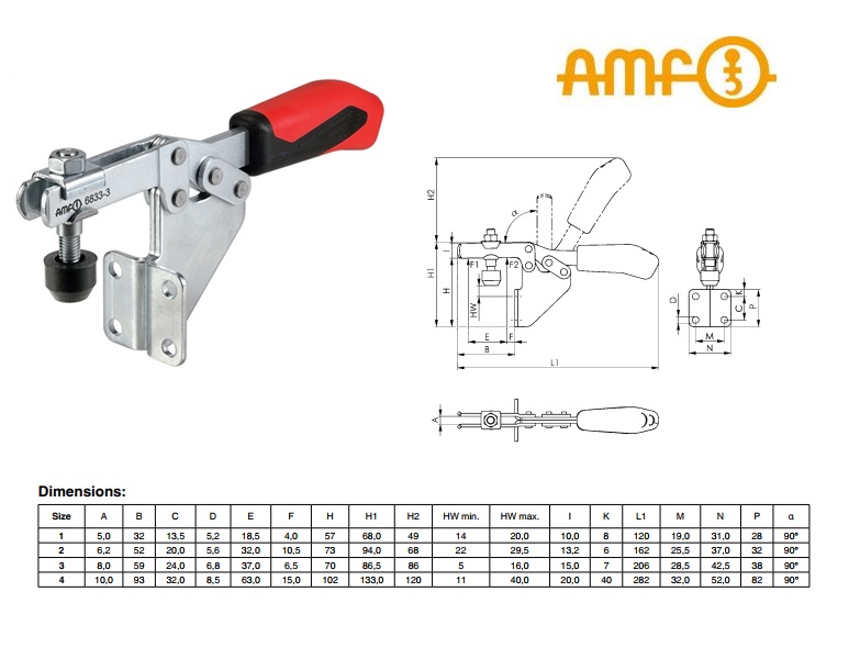 AMF Horizontale spanklem met haakse voet Gr 2 Nr 6833