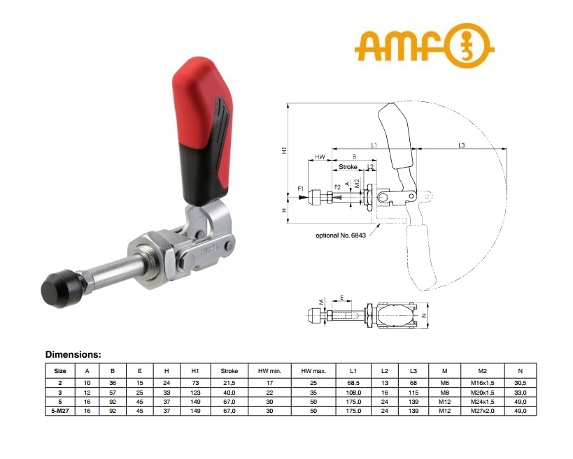 AMF schuifstang korte uitvoering Gr. 2 Nr 6844